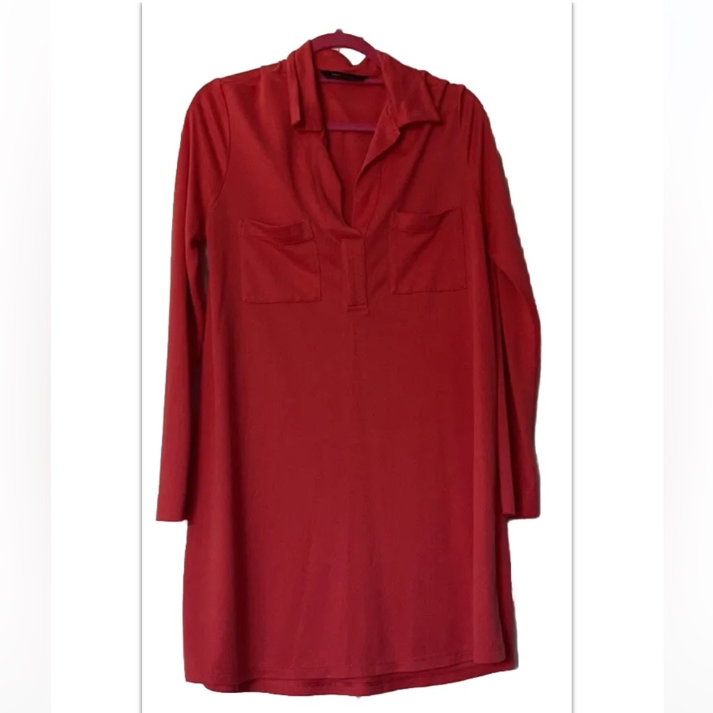 BCBGMAXAZRIA “Blakley” Ruby red shirt dress S/M